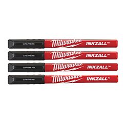 MILWAUKEE Značkovač - popisovač INKZALL™ extra jemný hrot - čierny 4ks