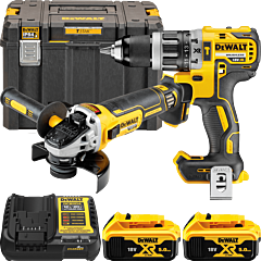 DEWALT 18V XR Aku sada vŕtačky DCD796 a uhlovej brúsky 125mm DCG405, 2x 5,0 Ah