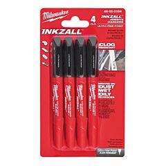 MILWAUKEE Značkovač - popisovač INKZALL™ extra jemný hrot - čierny 4ks