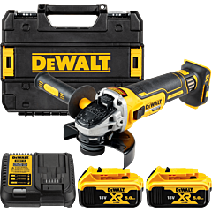 DEWALT 18V XR 125 mm aku uhlová brúska s posuvným spínačom, 2x 5,0 Ah