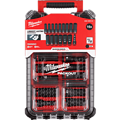MILWAUKEE PACKOUT™ Sada nástrčkových kľúčov SHOCKWAVE™ 1/2" Hex 16 ks