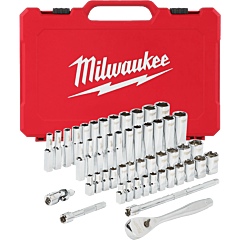 MILWAUKEE Sada račne 1/4˝ a nástrčných kľúčov Metric a SAE 50 ks