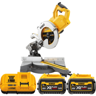 DEWALT 54V XR FLEXVOLT™ Aku pokosová píla 250 x 30 mm systém XPS, 2x 6,0 Ah