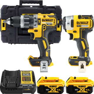 DEWALT 18V XR Aku sada vŕtačky DCD796 a rázového uťahováku DCF887 1/4", 2x 5,0 Ah