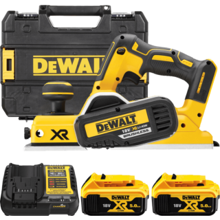 DEWALT 18V XR Aku hoblík 2 mm, 2x 5,0 Ah