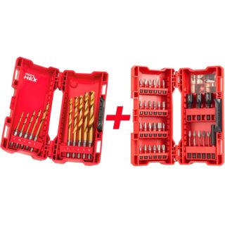 MILWAUKEE PromoSET Vrtáky RED HEX™+Bity SHOCKWAVE IMPACT DUTY™