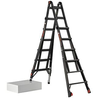 LittleGiant Hliníkový rebrík LEVELER PRO™, 4 x 6 kĺbový výsuvný s výškovo nastaviteľnými n