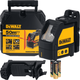 DEWALT Alkalický Krížový samonivelačný laser - červený, 3x 1,5V AA batérie