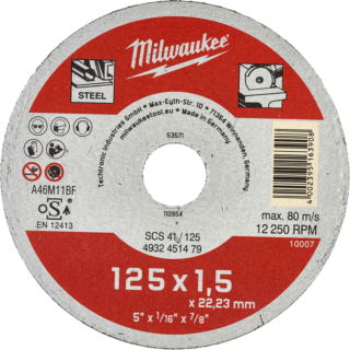 MILWAUKEE Rezný kotúč Contractor SCS 41/125 × 1,5 mm