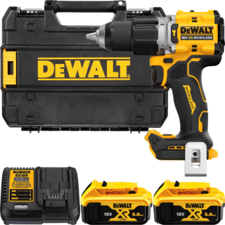 DEWALT 18V XR Aku vŕtačka s príklepom, 2x 5,0 Ah