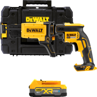 DEWALT 18V XR Aku skrutkovač na sadrokartón s podávačom skrutiek, 1 x 1,7Ah POWERSTACK