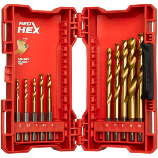 MILWAUKEE Sada vrtákov do kovu RED HEX SHOCKWAVE™ HSS-G TiN O 10 ks