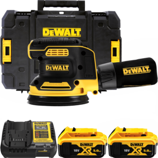 DEWALT 18V XR 125 mm aku excentrická brúska, 2x 5,0 Ah