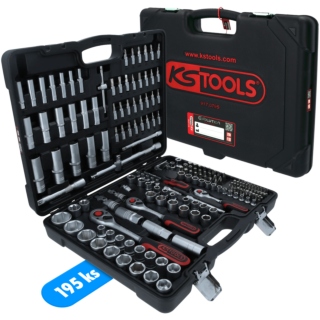 KS TOOLS Gola sada 1/4"+3/8"+1/2" - 195 - dielna