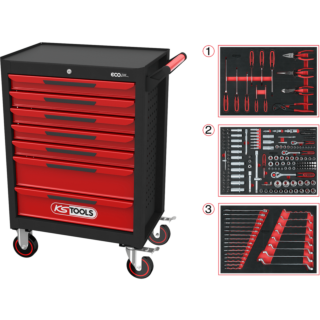 KS TOOLS ECOline™ 215 dielny dielenský vozík na náradie so 7 zásuvkami