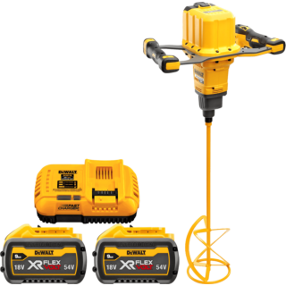 DEWALT 54V XR FLEXVOLT™ Aku miešadlo s dvojručnou rukoväťou, 2x 3,0/9,0 Ah