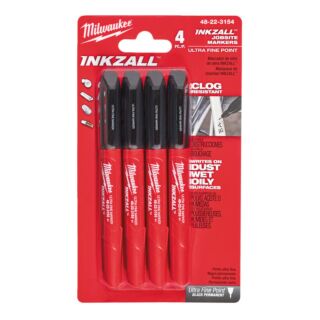 MILWAUKEE Značkovač - popisovač INKZALL™ extra jemný hrot - čierny 4ks