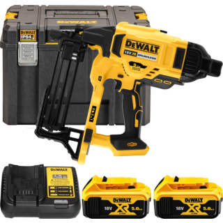 DEWALT 18V XR Aku sponkovačka na pripevňovanie drôtov a plotov, 2x 5,0 Ah