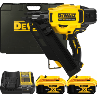 DEWALT 18V XR Aku tesárska klincovačka 50-90 mm, 2x 5,0 Ah
