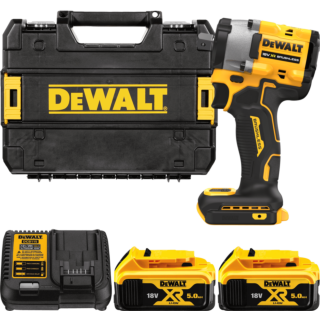 DEWALT 18V XR 1/2” Aku rázový uťahovák s poistnou guličkou, 2x 5,0 Ah