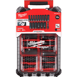 MILWAUKEE PACKOUT™ Sada nástrčkových kľúčov SHOCKWAVE™ 1/2" Hex 16 ks