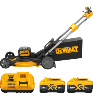 DEWALT 2x 18V XR Aku kosačka na trávu s pojazdom 53 cm, 2x 8,0 Ah