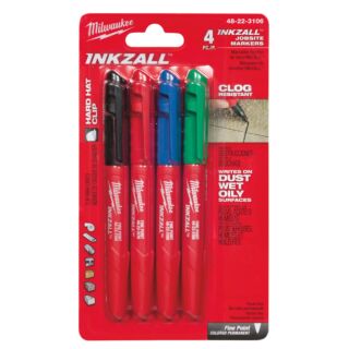MILWAUKEE Značkovač - popisovač INKZALL™ jemný hrot - farebné 4ks