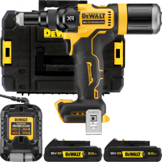 DEWALT 18V XR Aku nitovačka pre nity do 4,8 mm, 2x 2,0 Ah