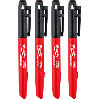 MILWAUKEE 4 x Značkovač - popisovač INKZALL™ jemný hrot - čierny