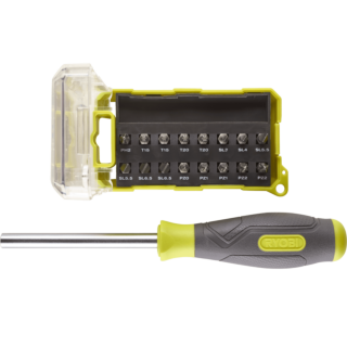 RYOBI Skrutkovač MULTI a sada bitov - 17 ks