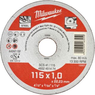 MILWAUKEE Rezný kotúč Contractor SCS 41/115 × 1 mm