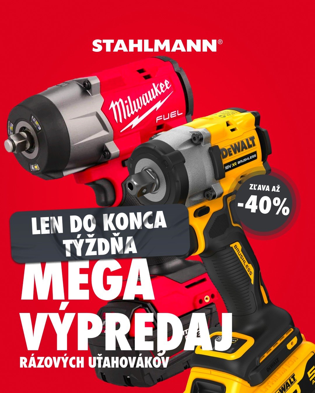 Posledné dni MEGA VÝPREDAJA rázových uťahovákov! Link v bio. ↗️
.
#stahlmann #welovetools #milwaukee #dewalt #ryobi  #tools #work #professional #naradie #sale #zlavy #vypredaj #megavypredaj #razak